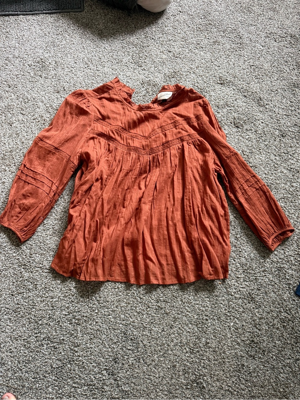 Universal Thread Rust Orange Long-Sleeve Peasant Tunic
